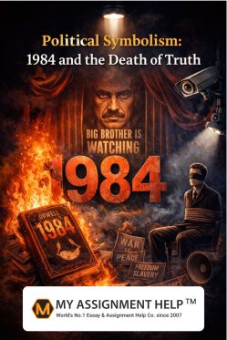 1984 political symbolism and truth manipulation illustration