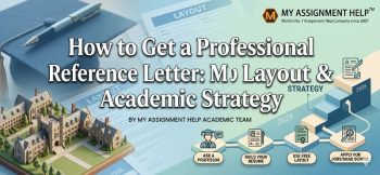Academic layout guide banner for writing a professional reference letter, featuring campus elements and 2026 roadmap.