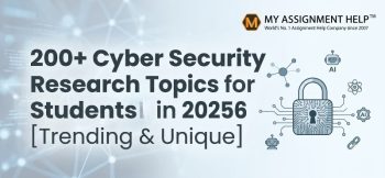 Cyber security research topics banner with a padlock icon and logo.