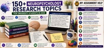 Neuropsychology research topics guide featuring brain science concepts, neuroscience resources, cognitive studies, and academic research planning.