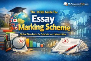 Comprehensive english essay marking criteria showing content structure and grammar weightage