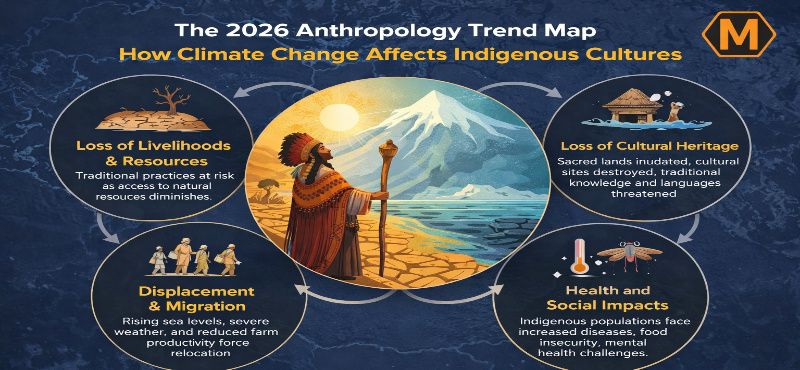 Impact of climate change on indigenous cultures including displacement, health risks, and loss of heritage