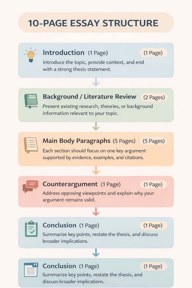 Outline of a 10-page essay sections
