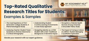 Top-Rated Qualitative Research Title Examples for Students by My Assignment Help, featuring diverse academic study topics in a professional library setting.