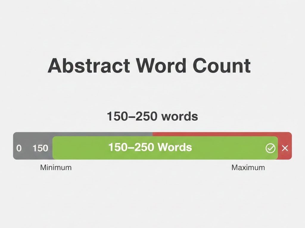 APA abstract word count range graphic – 150 to 250 words requirement for APA 7th edition abstract format.
