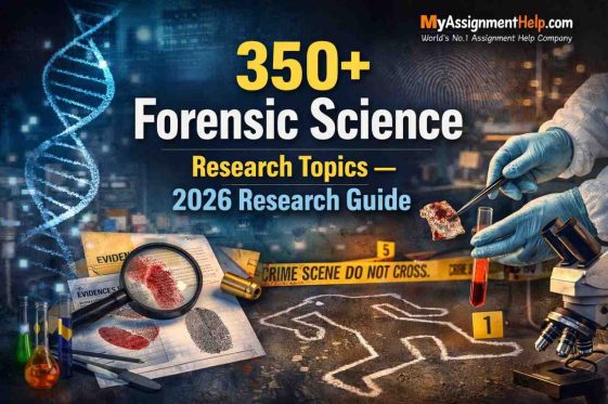 350+ forensic science research topics with DNA analysis, fingerprint evidence, and crime scene investigation tools