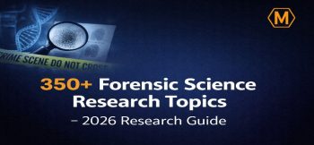 350+ forensic science research topics with DNA analysis, fingerprint evidence, and crime scene investigation tools