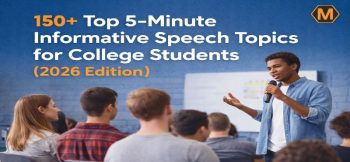 Informative speech topics for college students 2026 presentation with student speaking on stage